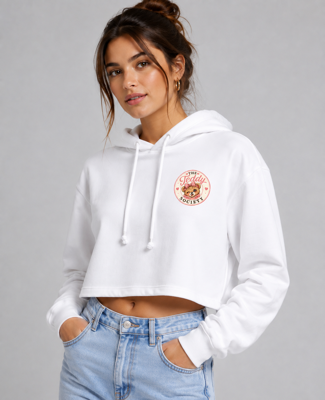 Cropped Hoodie — Custom Bear Print