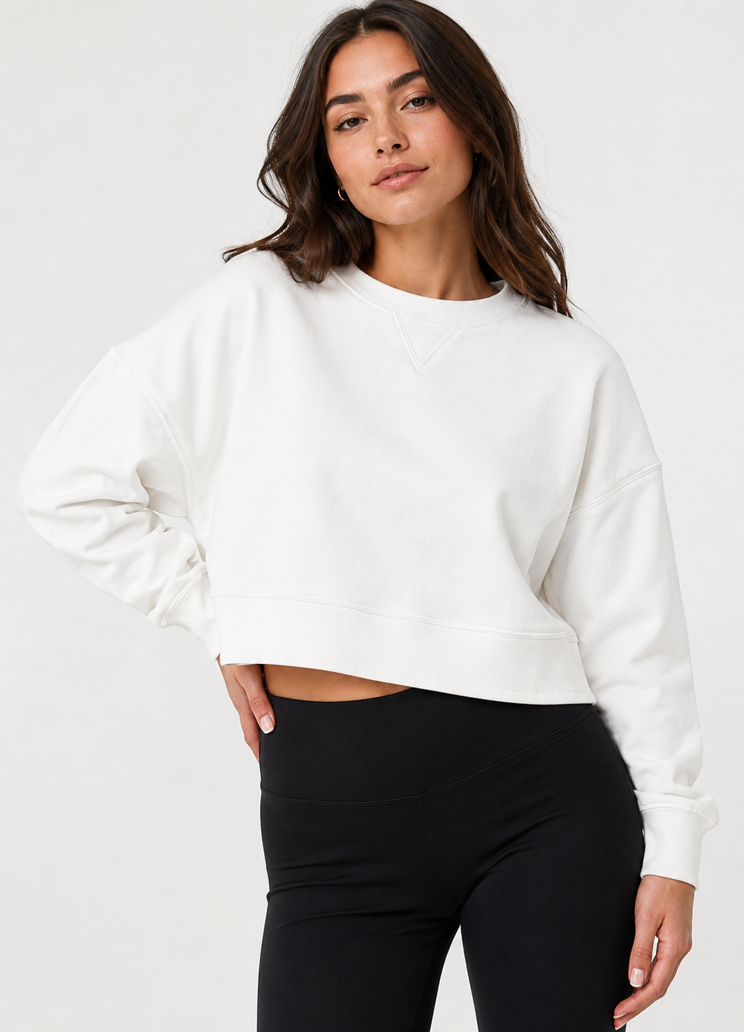 Oversized Cropped Long Sleeve Sweatshirt Crewneck T Shirt Pullover Jumper