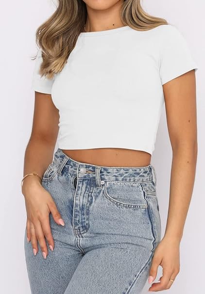 Short Sleeve Casual Cropped Tshirt