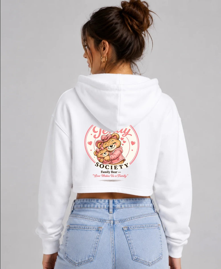 Family Bear cropped hoodie back print