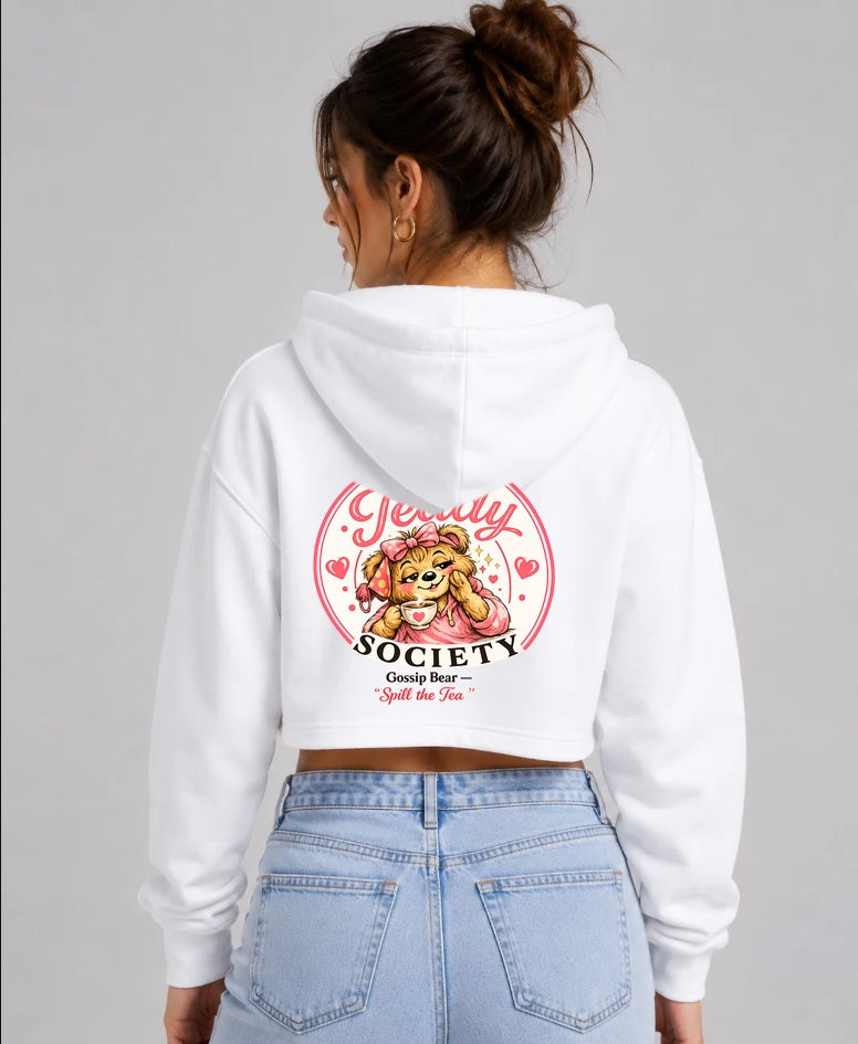 Gossip Bear cropped hoodie back print