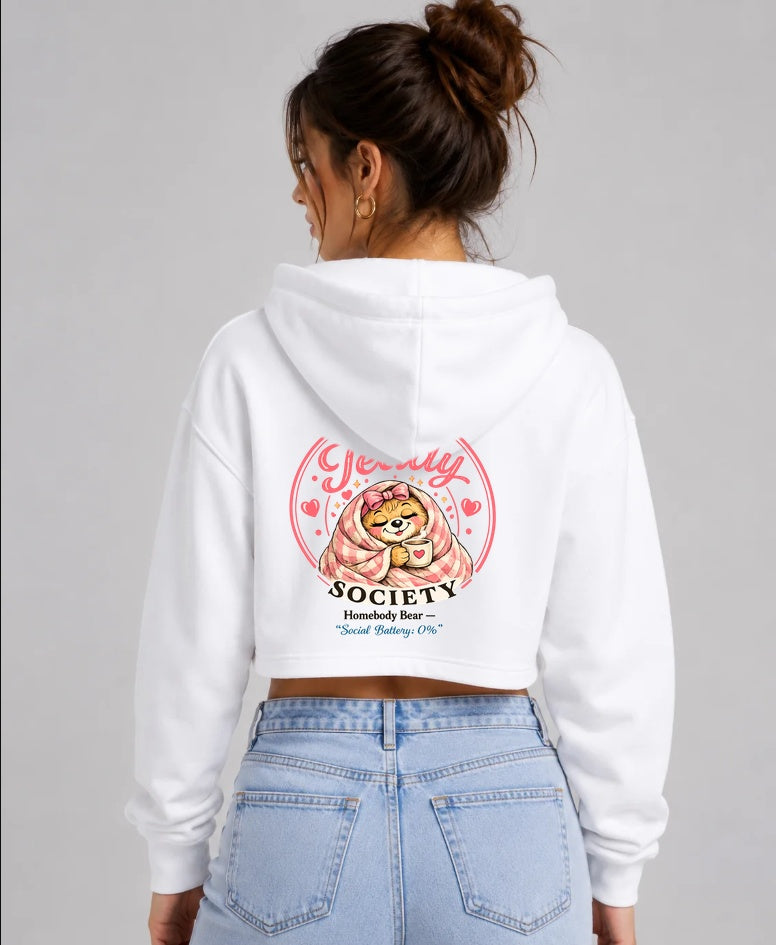Homebody Bear cropped hoodie back print