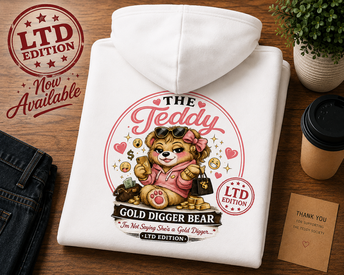 Gold Digger Bear cropped hoodie mockup
